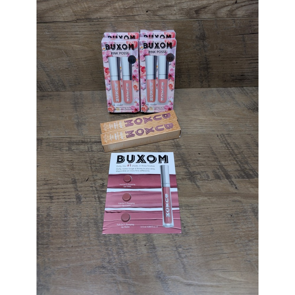 Buxom Pink Posse Lip Kit x4 White Russian Celeste Clara Cream Lip Polish Bundle